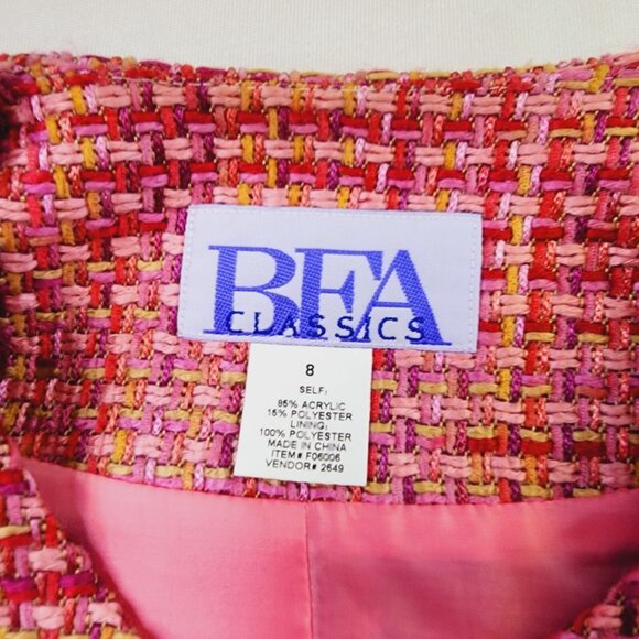 BFA Classics Blazer Jacket Women 8 Pink Easter Sping Vintage Granny Woven - Picture 6 of 9